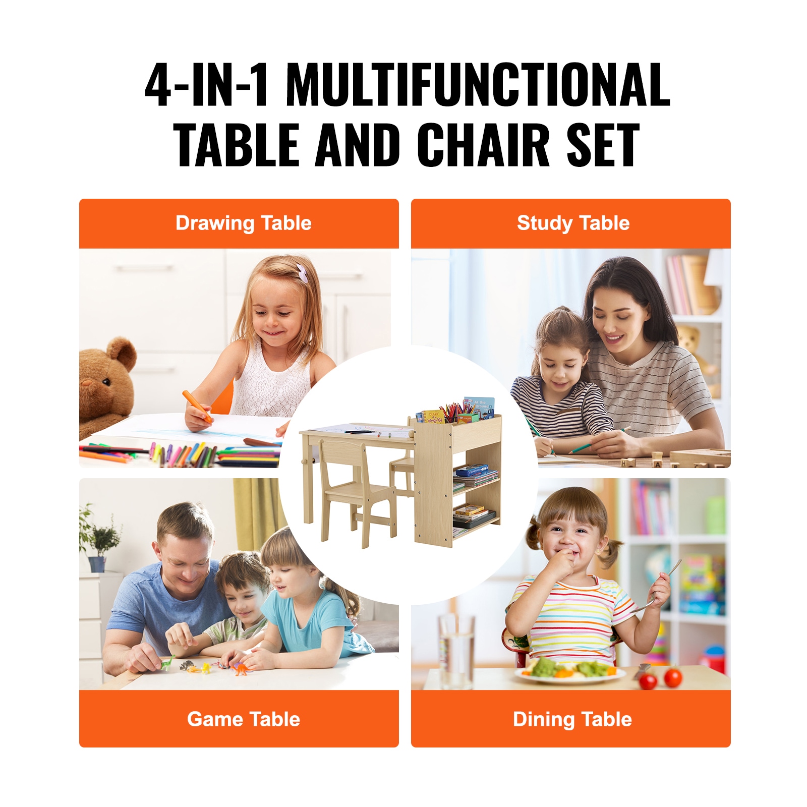 Childrens Activity Table And Chairs Set With Storage Cabinet_voghion.com